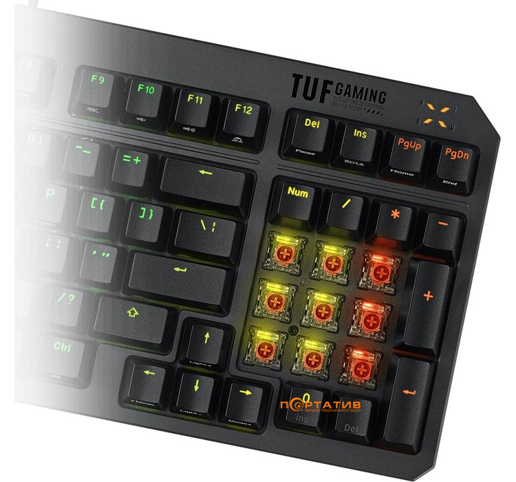 Ігрова клавіатура ASUS TUF Gaming K3 Gen II UKR Opti-Mech RGB Red Switches ABS USB Black (90MP0390-BKMA00)