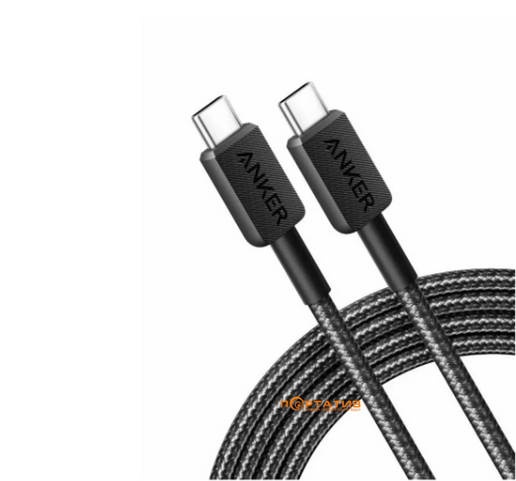 Кабель Anker 310 USB-C to USB-C - 1.8m 240W Nylon Black (A81D6H11)