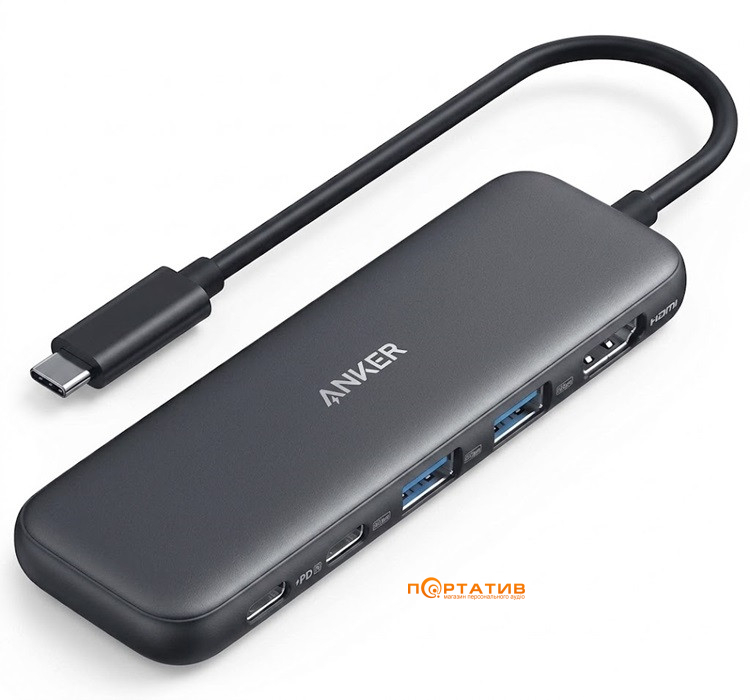 Хаб Anker 332 USB-C Hub 5-in-1, PD in 100W, 4K HDMI, 2xUSB-A, USB-C 5Gbps (A8355H11)