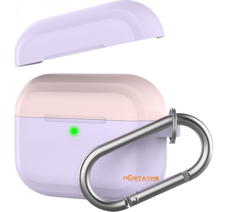 Чохол AHASTYLE Two Color Silicone Case with Carabiner for Apple AirPods Pro Lavender / Pink (AHA-0P400-LLP)