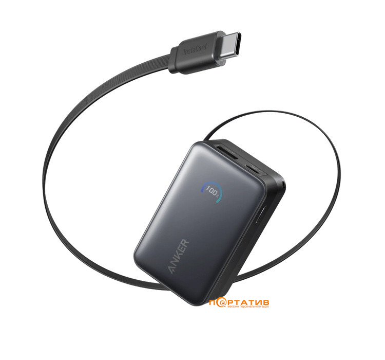 Внешний аккумулятор Anker Nano 10000 mAh 45W Built-In USB-C Cable Black (A1638H11)