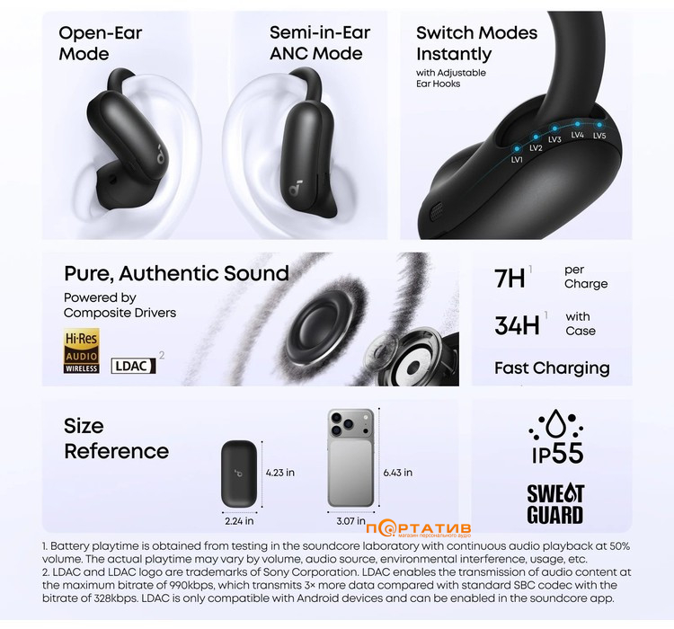 Навушники Anker SoundCore Aerofit 2 Pro Black (A3875G11)