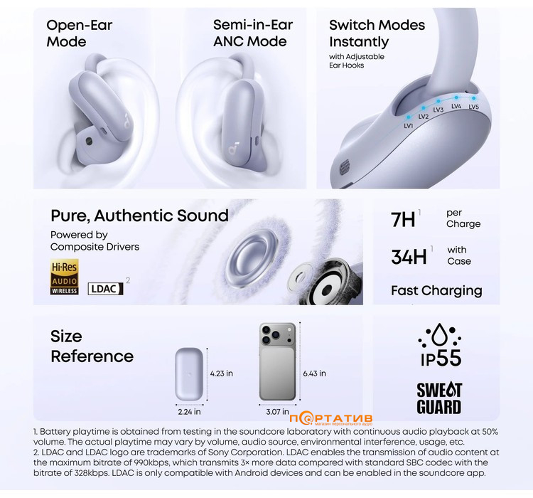 Наушники Anker SoundCore Aerofit 2 Pro Purple (A3875GQ1)