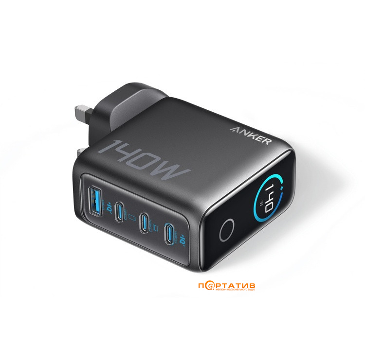Мережевий зарядний пристрій Anker Laptop Charger 140W, 4-Port, PD 3.1 with USB-C Cable Black (B2697GZ1)