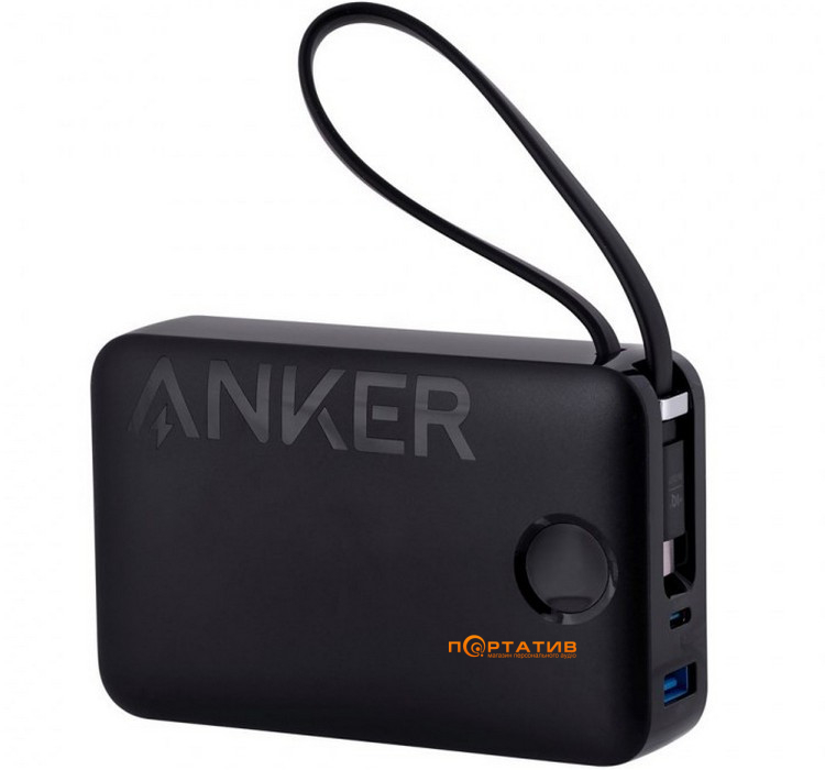 Зовнішній акумулятор Anker 335 20000 mAh 22.5W Built-In USB-C Cable PD Black (A1647G11)