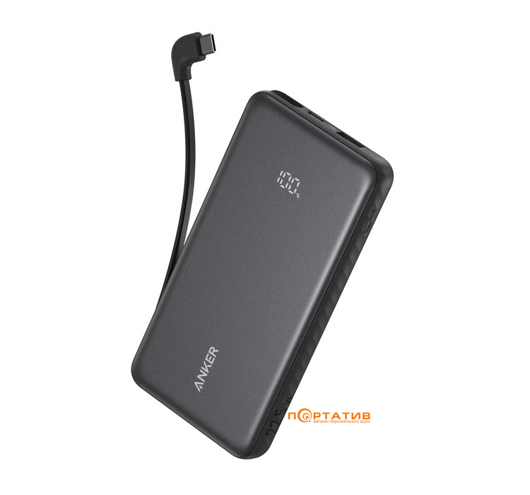 Внешний аккумулятор Anker 10000 mAh 22,5W PD Built-In USB-C Cable Black (A110DH11)