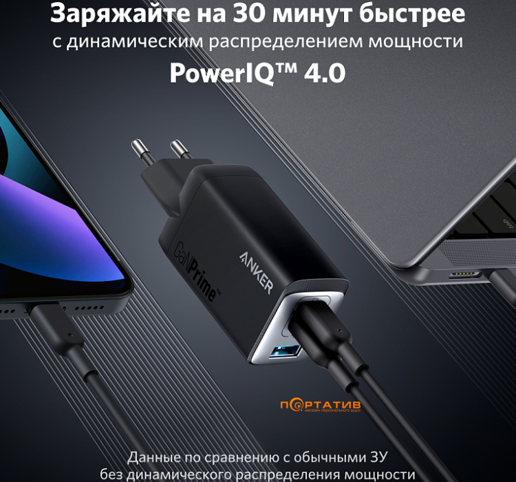 Зарядний пристрій Anker PowerPort 735 GaNPrime 65W Black (A2668311)
