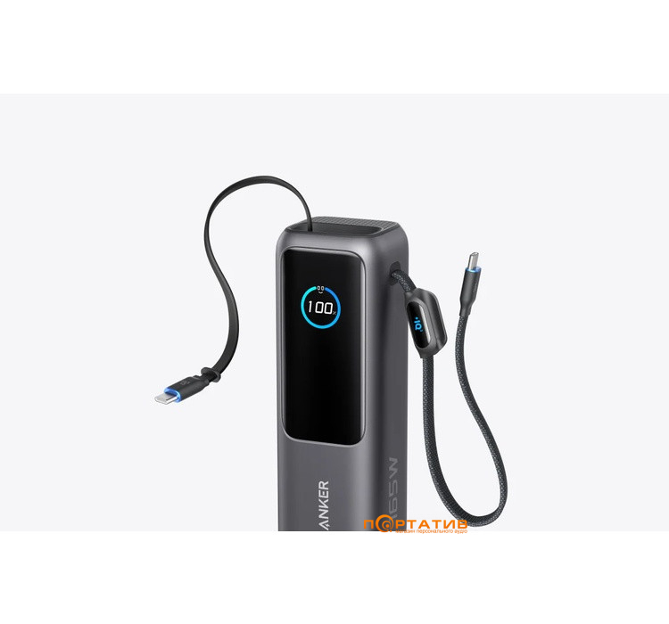 Внешний аккумулятор Anker 25000 mAh 165W PD Built-In Double USB-C Cables Silver (A1695H41)