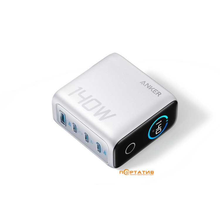 Мережевий зарядний пристрій Anker Laptop Charger 140W, 4-Port, PD 3.1 with USB-C Cable Silver (B2697G41)