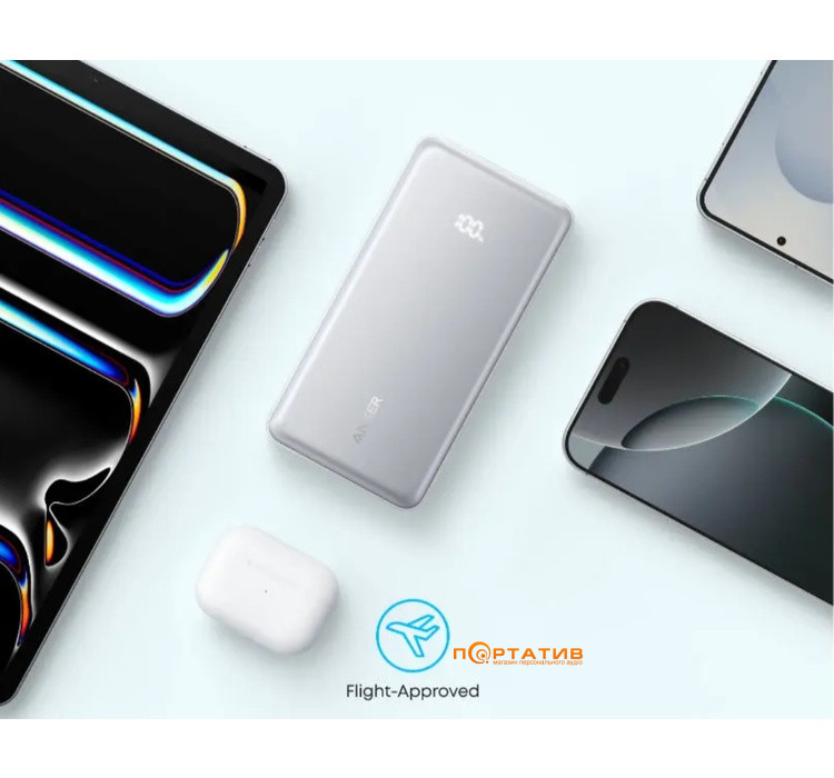 Зовнішній акумулятор Anker 10000 mAh 22,5W PD Built-In USB-C Cable White (A110DH21)