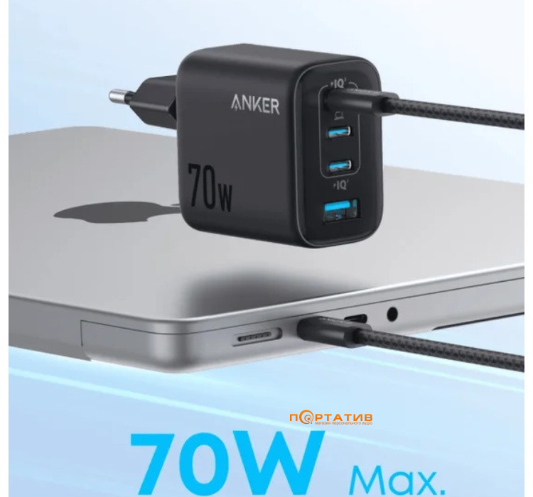Зарядное устройство Anker Nano Charger 70W 4-Ports Black (A121CG11)