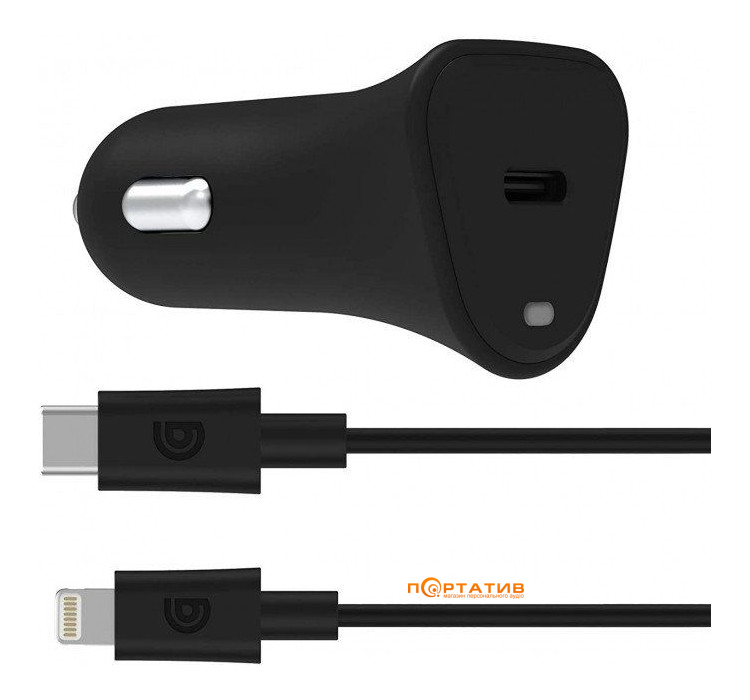 Griffin PowerJolt 18W USB-C PD + USB-C to Lightning Cable (GP-083-BLK)