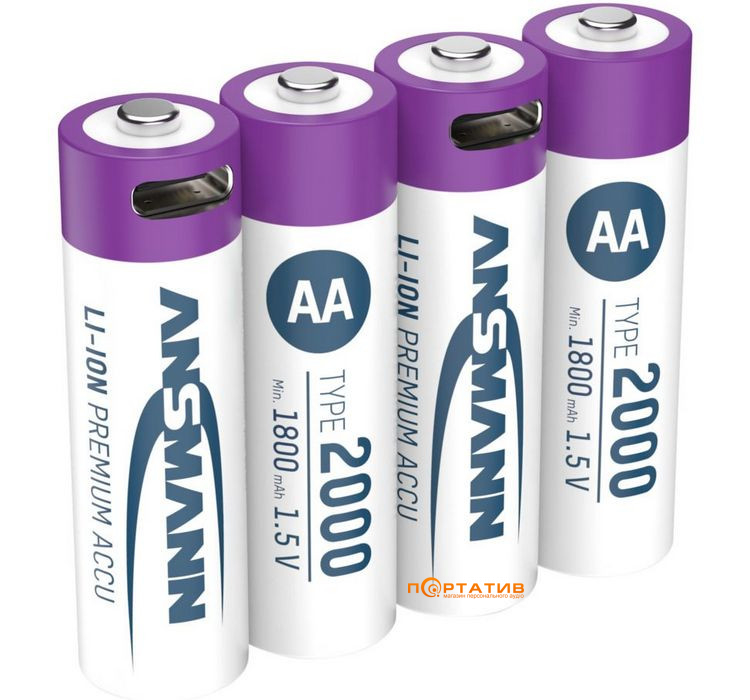 Акумулятор Ansmann AA 2000mAh Li-Ion 1,5V Type-C 4шт (1312-0036)