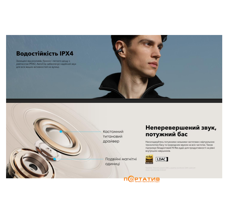 Навушники Anker SoundCore AeroClip White (A3388G21)