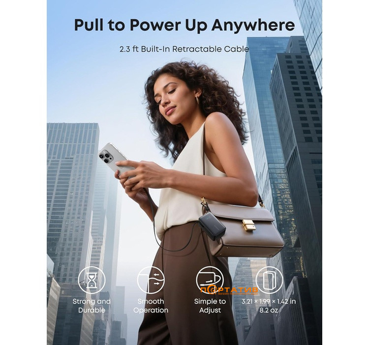 Зовнішній акумулятор Anker Nano 10000 mAh 45W Built-In USB-C Cable White (A1638H21)