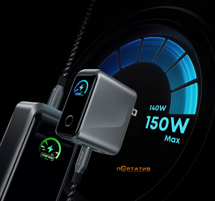 Зарядное устройство Anker GaN Prime Charger 160W PD, 3-Ports, Display Silver (A2687341)