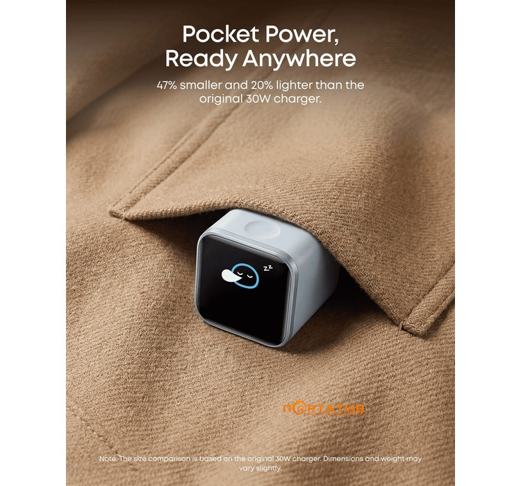 СЗУ Anker Nano Charger 45W USB-C Smart Display Black (A121DG11)