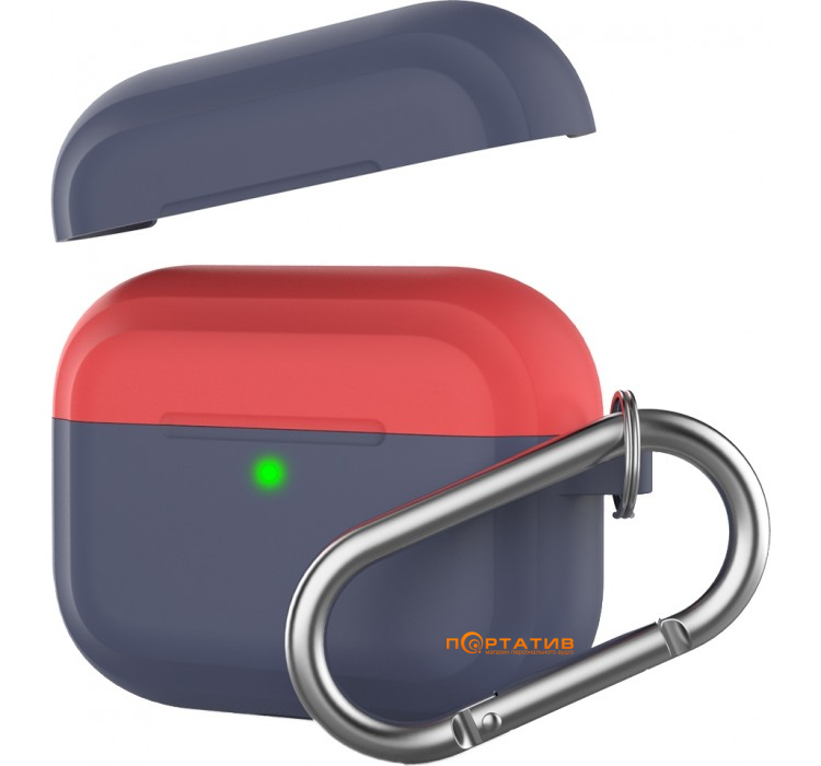 Чохол AHASTYLE Two Color Silicone Case with Carabiner for Apple AirPods Pro Navy Blue / Red (AHA-0P400-NNR)