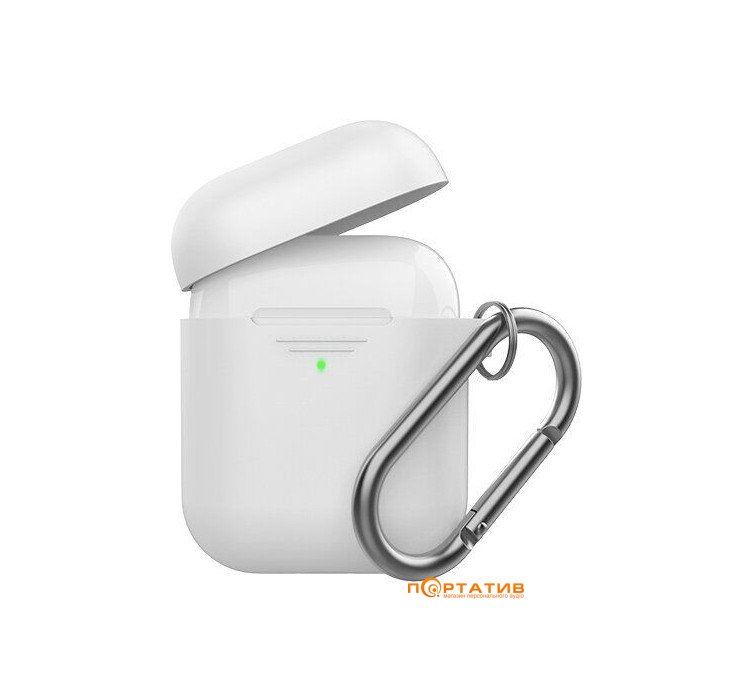 AHASTYLE Silicone Duo Case with Carabiner for Apple AirPods White (AHA-02060-WHT)