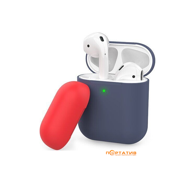 AHASTYLE Two Color Silicone Case for Apple AirPods Navy Blue/Red (AHA-01380-NNR)