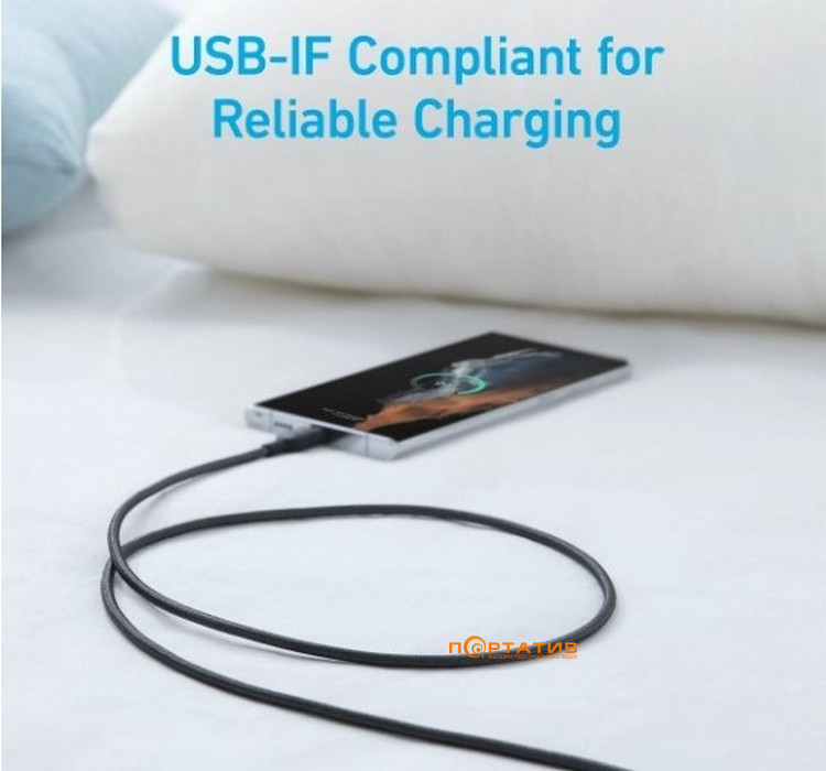 Кабель Anker 322 USB-A to USB-C - 1.8m Nylon Black (A81H6G11)