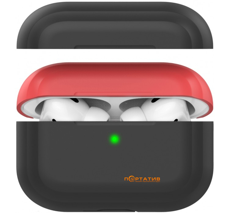 AHASTYLE Two Color Silicone Case for Apple AirPods Pro Black/Red (AHA-0P200-BBR)