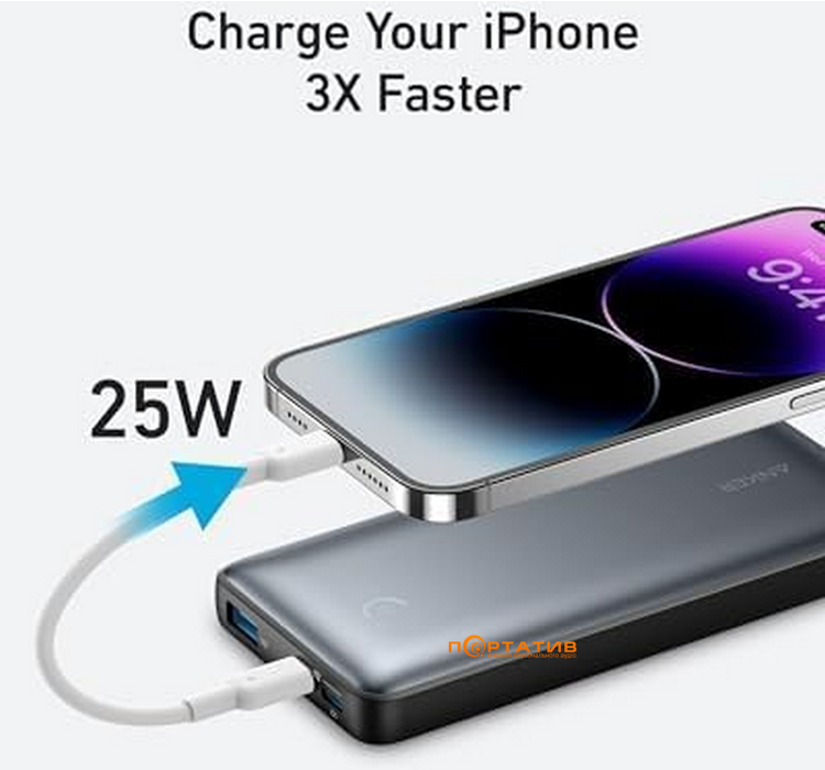Внешний аккумулятор Anker 533 PowerCore 10000 mAh 25W PD Black (A1249G11)