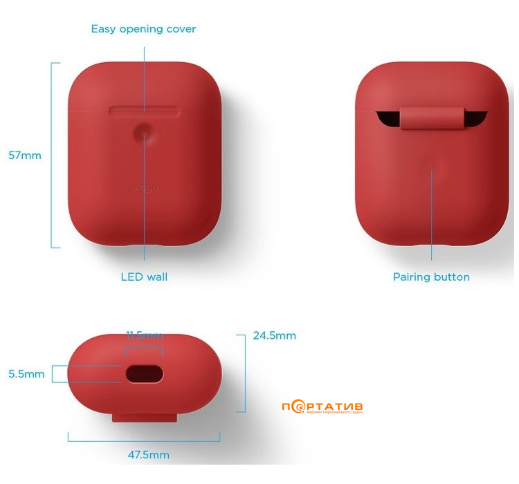 Чохол Elago A2 Silicone Case for Airpods with Wireless Charging Case Red (EAP2SC-RD)