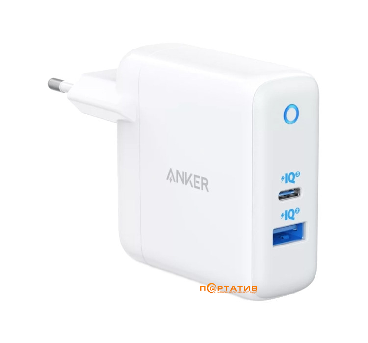 Anker Wall Charger PowerPort PD+ 2 20W 1xPD & 15W 1xUSB White (A2636G21)