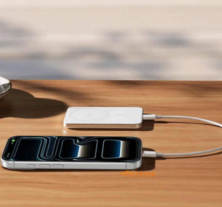 Зовнішній акумулятор Anker MagGo Slim 5000 mAh Qi2 15W + USB-C PD 20W White (A1665H21)