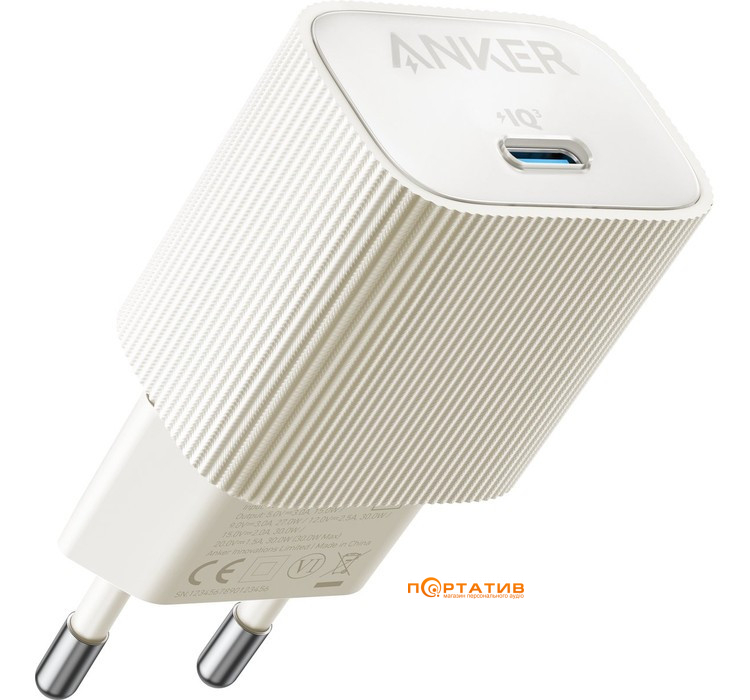 Зарядний пристрій Anker PowerPort 511 Nano IV 30W USB-C GaN White (A2337G21)