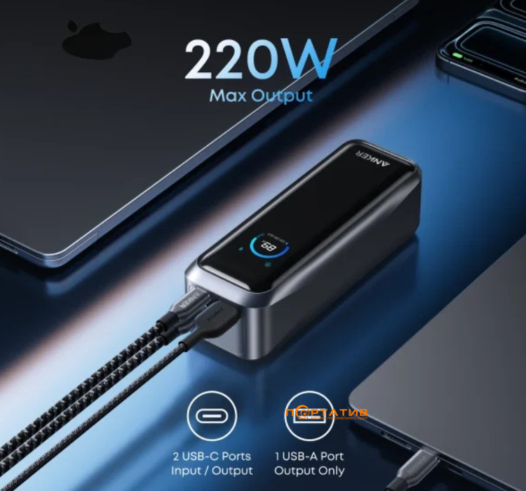 Зовнішній акумулятор Anker Prime 20000mAh 220W Black (A110BH11)