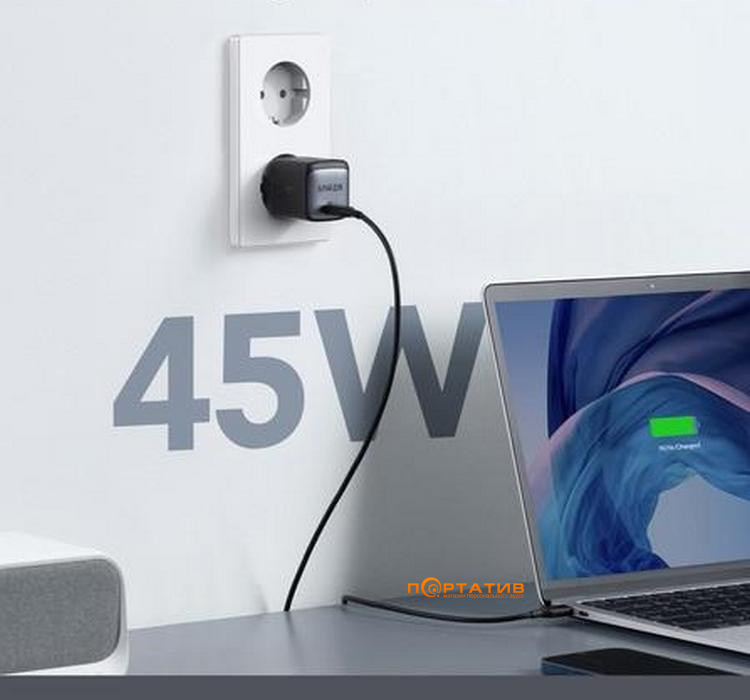 Мережевий зарядний пристрій Anker PowerPort 713 Nano II 45W USB-C GaN Black (A2664G11)