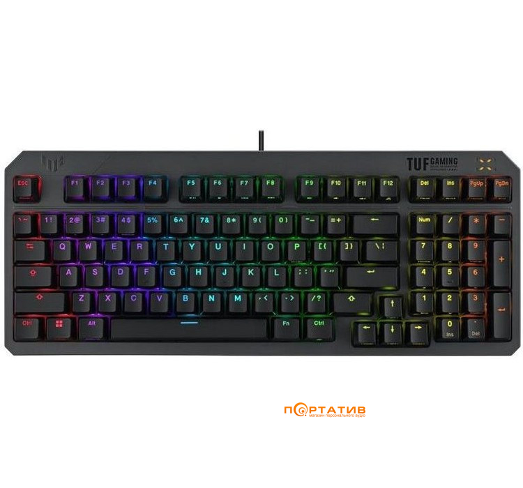 Ігрова клавіатура ASUS TUF Gaming K3 Gen II UKR Opti-Mech RGB Red Switches ABS USB Black (90MP0390-BKMA00)