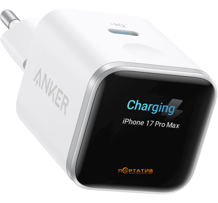 Зарядний пристрій Anker Nano Charger 45W USB-C Smart Display White (A121DG21)
