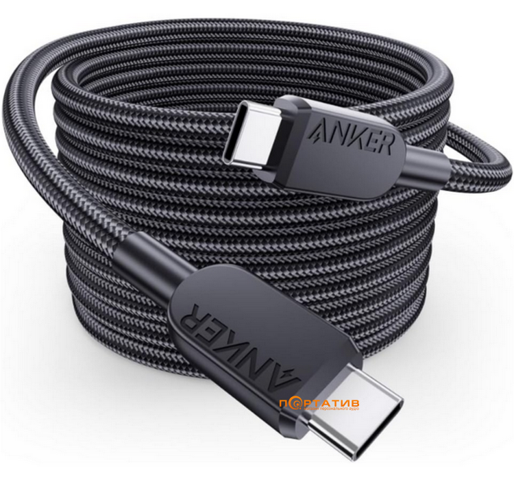 Кабель Anker 310 USB-C to USB-C - 1.8m 240W Nylon Black (A81D6H11)