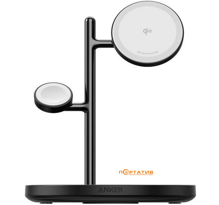 Беcпроводное ЗУ Anker MagGo 3-in-1 Wireless Charging Station 15W Qi2 Black (B25M3311)