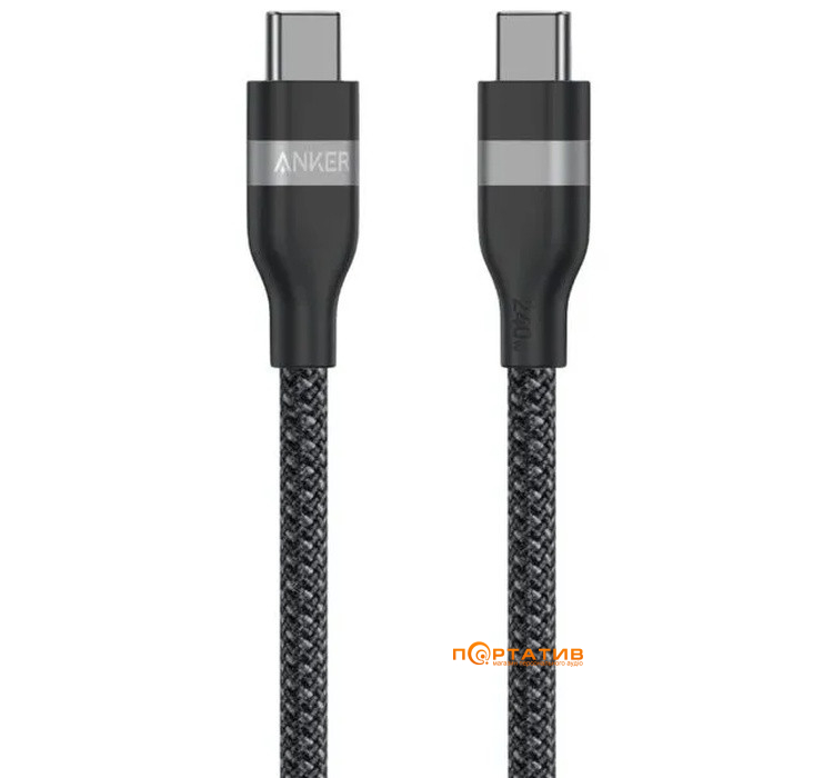 Кабель Anker USB-C to USB-C Cable 0.9m 240W 1Upcycled-Braided Black (A82E2H11