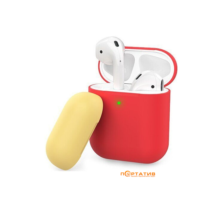 AHASTYLE Two Color Silicone Case for Apple AirPods Red/Yellow (AHA-01380-RRY)
