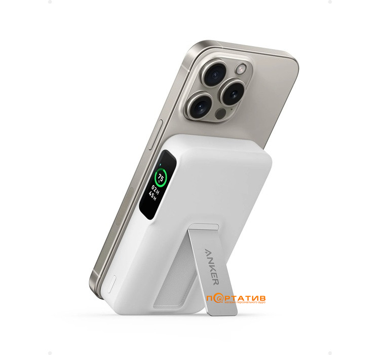 Внешний аккумулятор Anker MagGo 10000 mAh Qi2 15W + USB-C PD 27W White (A1654G21)