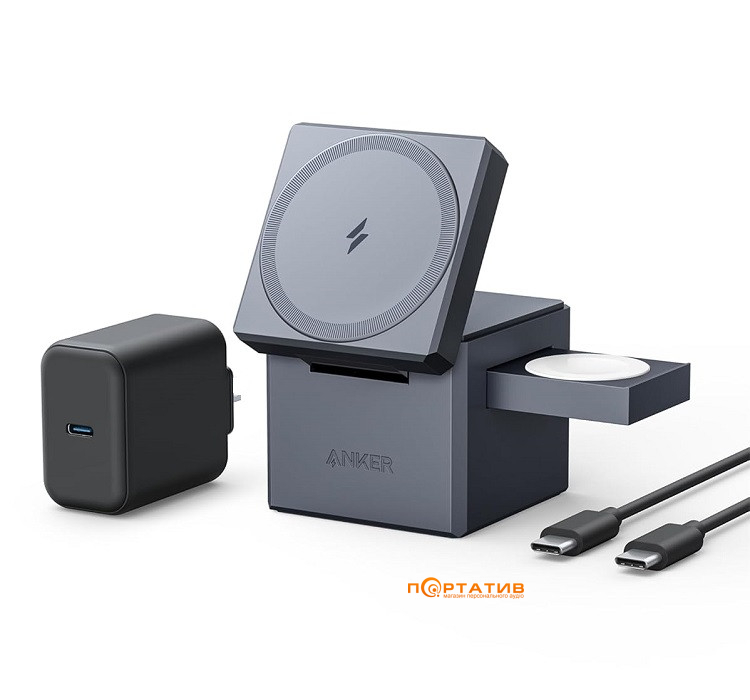 Бездротовий ЗП Anker 3-in-1 Cube with MagSafe (Y1811G11)