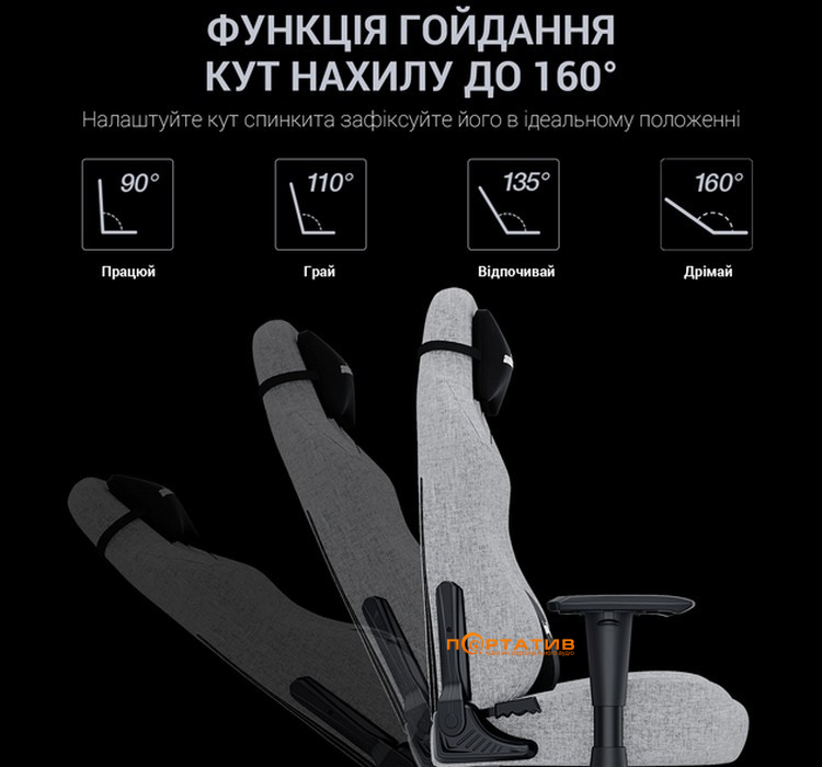 Ігрове крісло Anda Seat Luna Grey Fabric Size L (AD18-44-G-F)