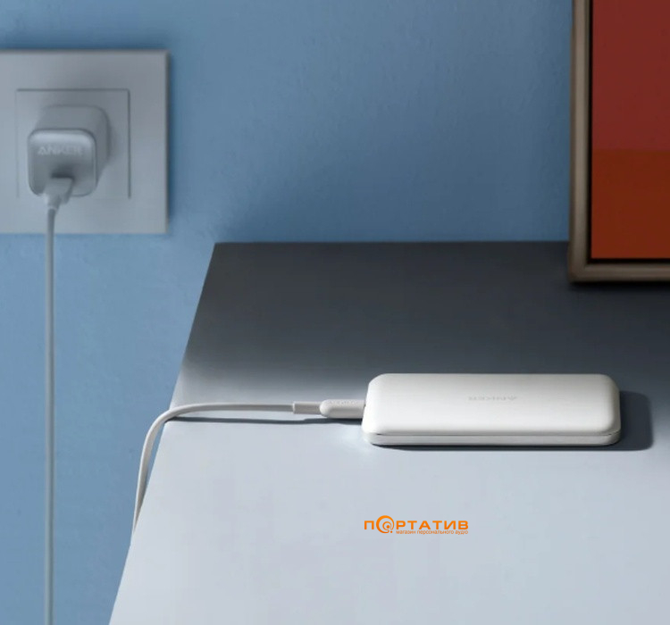 Зовнішній акумулятор Anker MagGo Slim 5000 mAh Qi2 15W + USB-C PD 20W White (A1665H21)