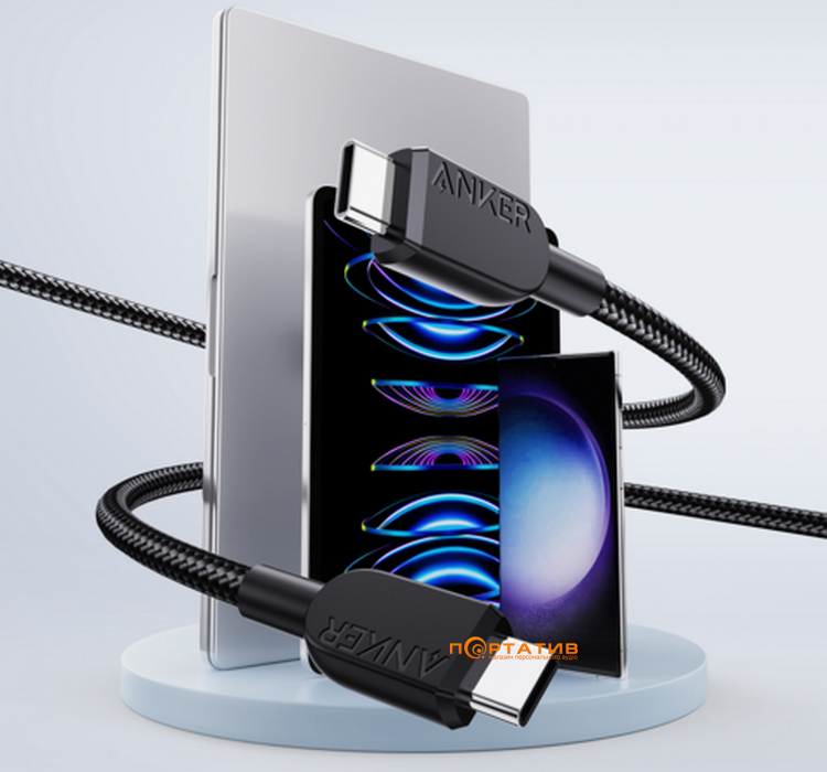 Кабель Anker 310 USB-C to USB-C - 0.9m 240W Nylon Black (A81D5H11)