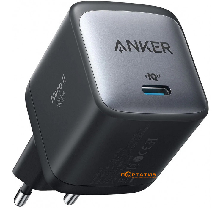 Anker PowerPort 715 Nano II - 65W USB-C GaN Black (A2663G11)