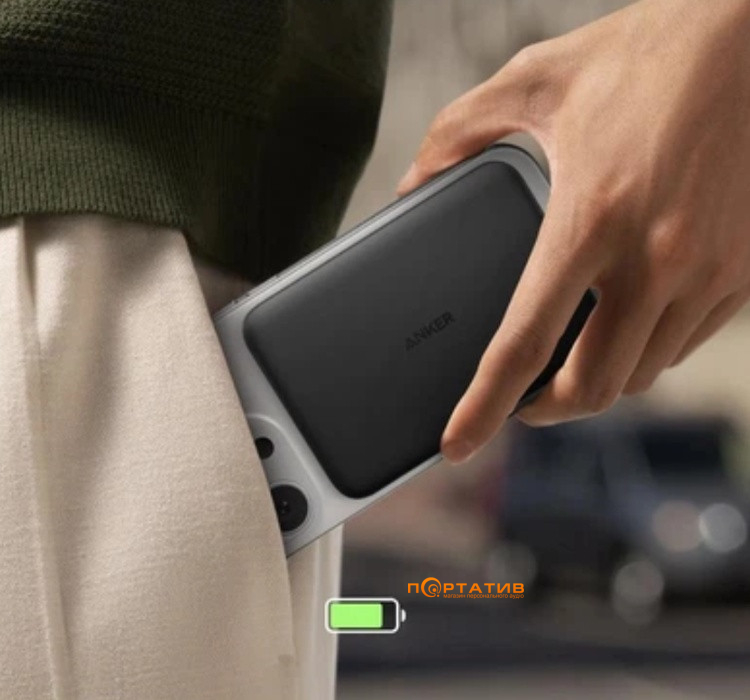 Зовнішній акумулятор Anker MagGo Slim 5000 mAh Qi2 15W + USB-C PD 20W Black (A1665H11)