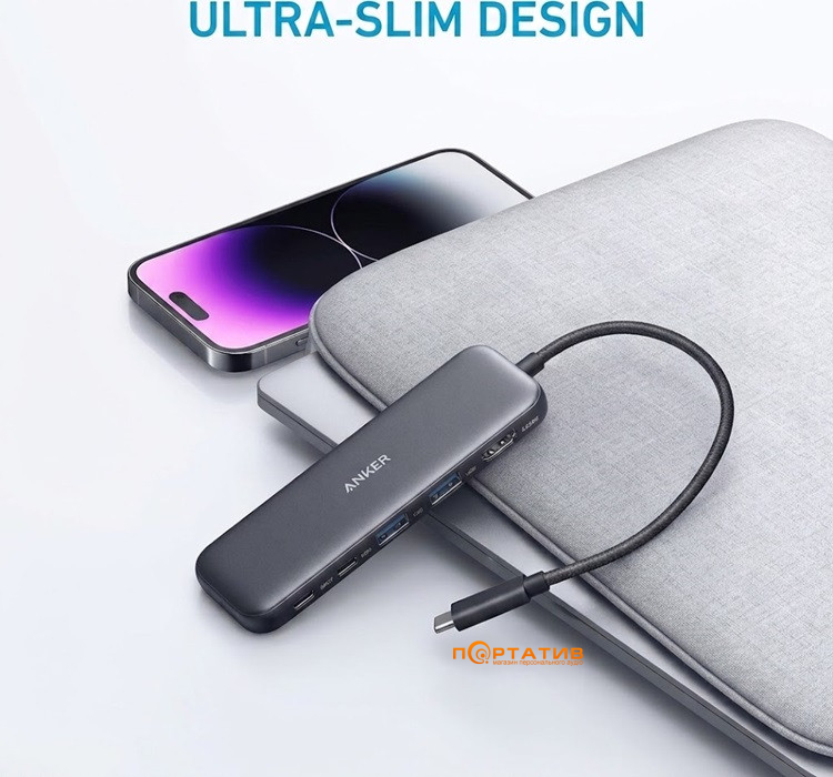 Хаб Anker 332 USB-C Hub 5-in-1, PD in 100W, 4K HDMI, 2xUSB-A, USB-C 5Gbps (A8355H11)