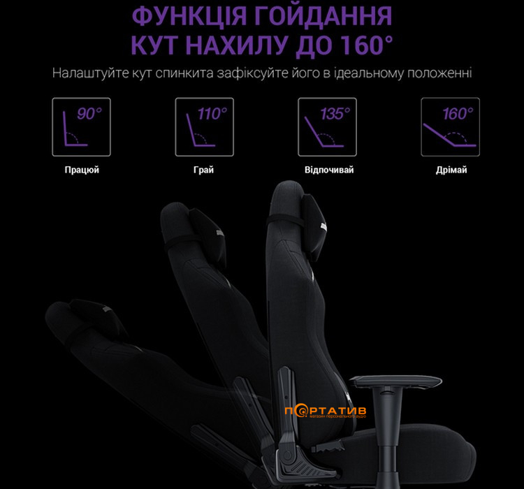 Ігрове крісло Anda Seat Luna Black Fabric Size L (AD18-44-B-F)