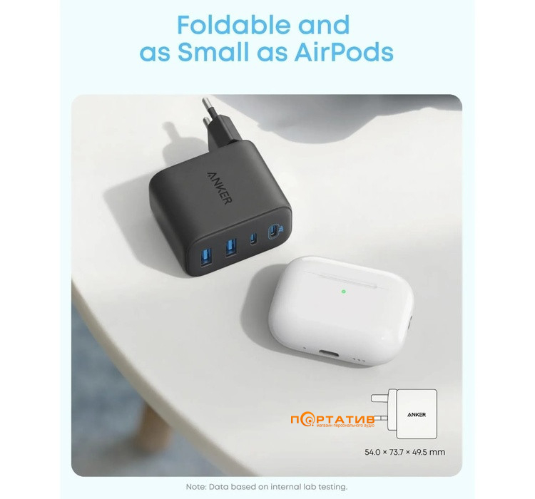 Зарядний пристрій Anker Zolo Charger 50W, 2xUSB-C, 2xUSB-A Black (A121EG11)