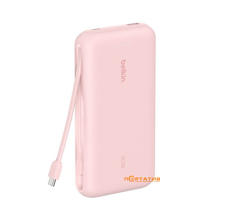 Зовнішній акумулятор Belkin Power Bank 20000 30W PD Integrated USB-C Pink (BPB024HQPK)
